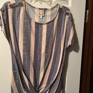 Striped Button-Detail Women's Top